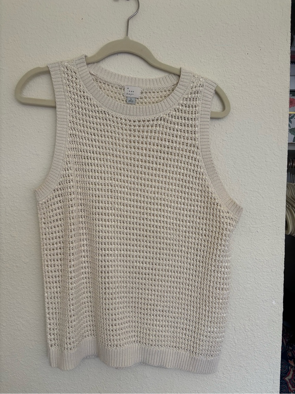 a new day Cream Open-Knit Sleeveless Sweater Tank